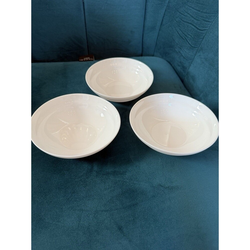 Vintage Luminarc White Opal Milk Glass Bowls Set of 3 France 8” Serving Salad